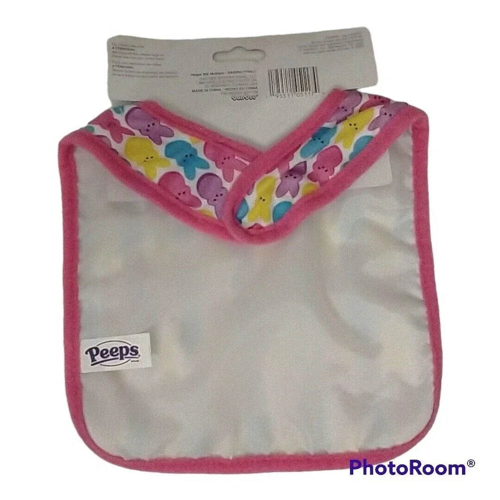 Pink Peeps Bunnies Easter Baby Bib NEW Dan Dee